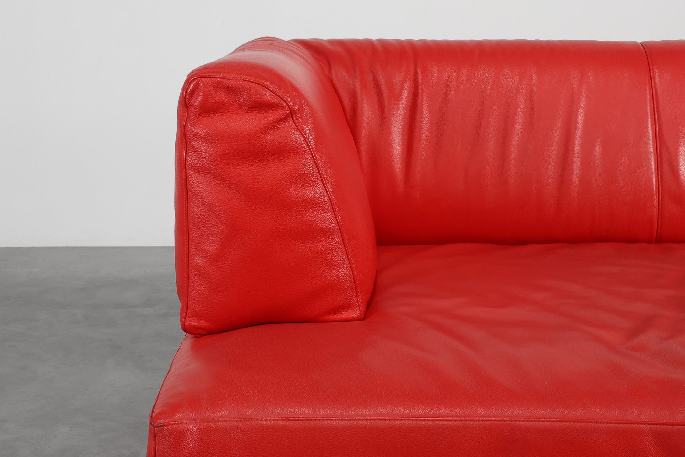 Red Mid-century 3-seater Leather Sofa by Edra, Italy 2000thumbnail